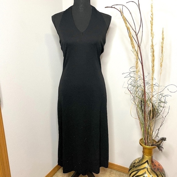 Lauren Ralph Lauren Black V-Neck Halter Dress - Picture 1 of 8